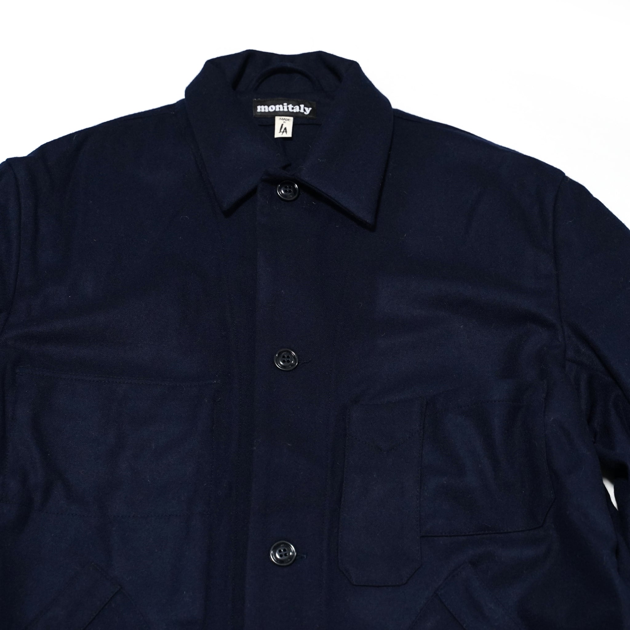 No:M30007B | Name:Horse Keeper Shop Coat | Color:Wool Flannel Solid Navy【MONITALY_モニタリー】