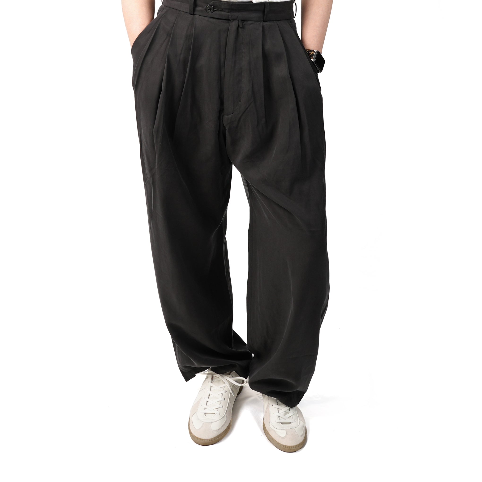 No:M31310-2 | Name:Triple Tuck Wide Pants | Color:Tencel Black【MONITALY_モニタリー】