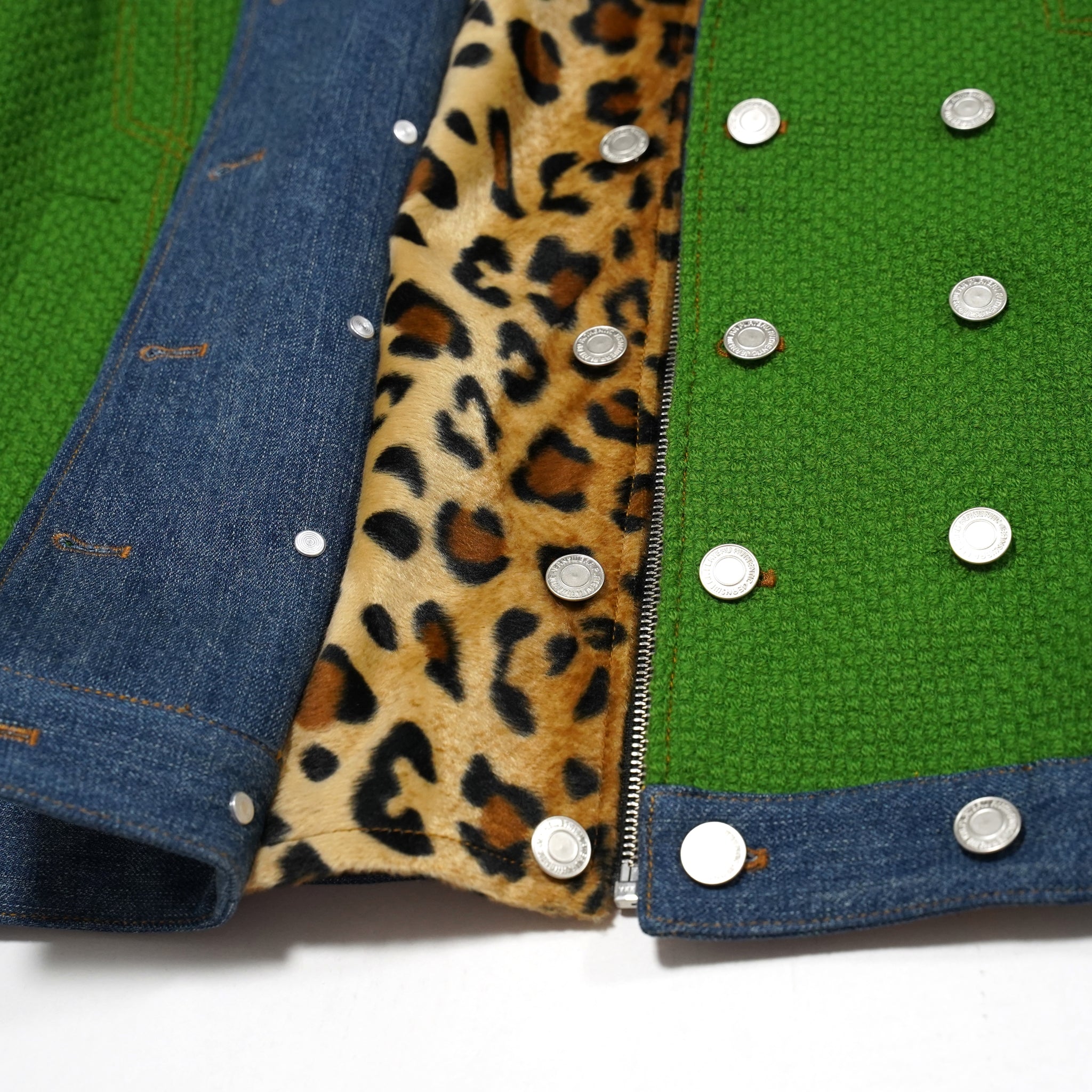 No:pw21j03 | Name:TRIPLE LAYER MULTI JACKET | Color:Denim-Grn-Orange-Leopard | Size:1/2【PLATEAU STUDIO_プラトー スタジオ】【archive】