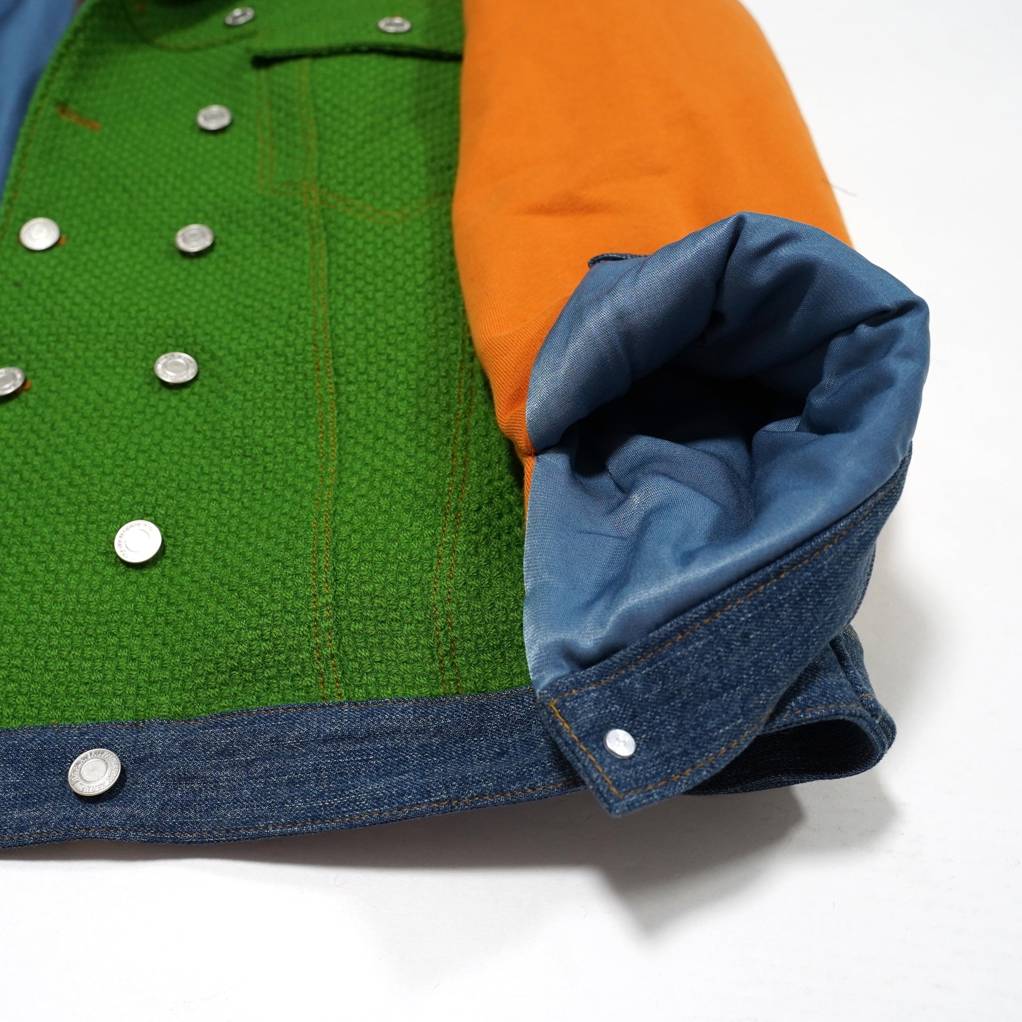 No:pw21j03 | Name:TRIPLE LAYER MULTI JACKET | Color:Denim-Grn-Orange-Leopard | Size:1/2【PLATEAU STUDIO_プラトー スタジオ】【archive】