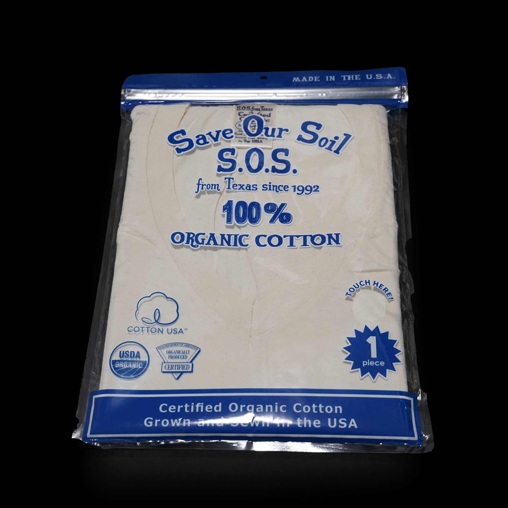 No:ST-5000 | Name: S/S V-NECK TEE | Color:Natural | Size:M/L 【Save Our Soil】-SAVE OUR SOIL-ADDICTION FUKUOKA