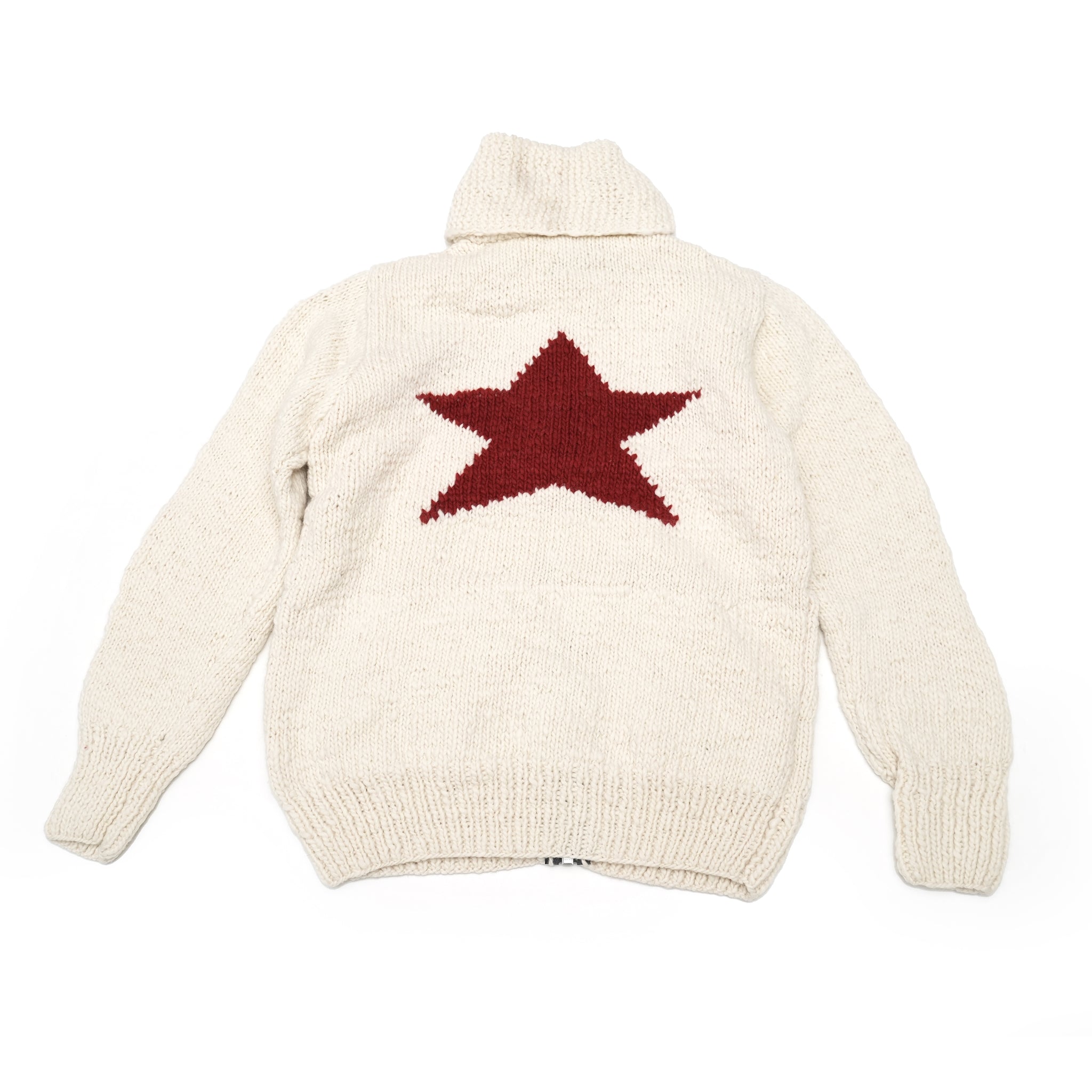 No:CHS81-01 | Name:Star Zipper Cardigan | Color:Ivory X Red