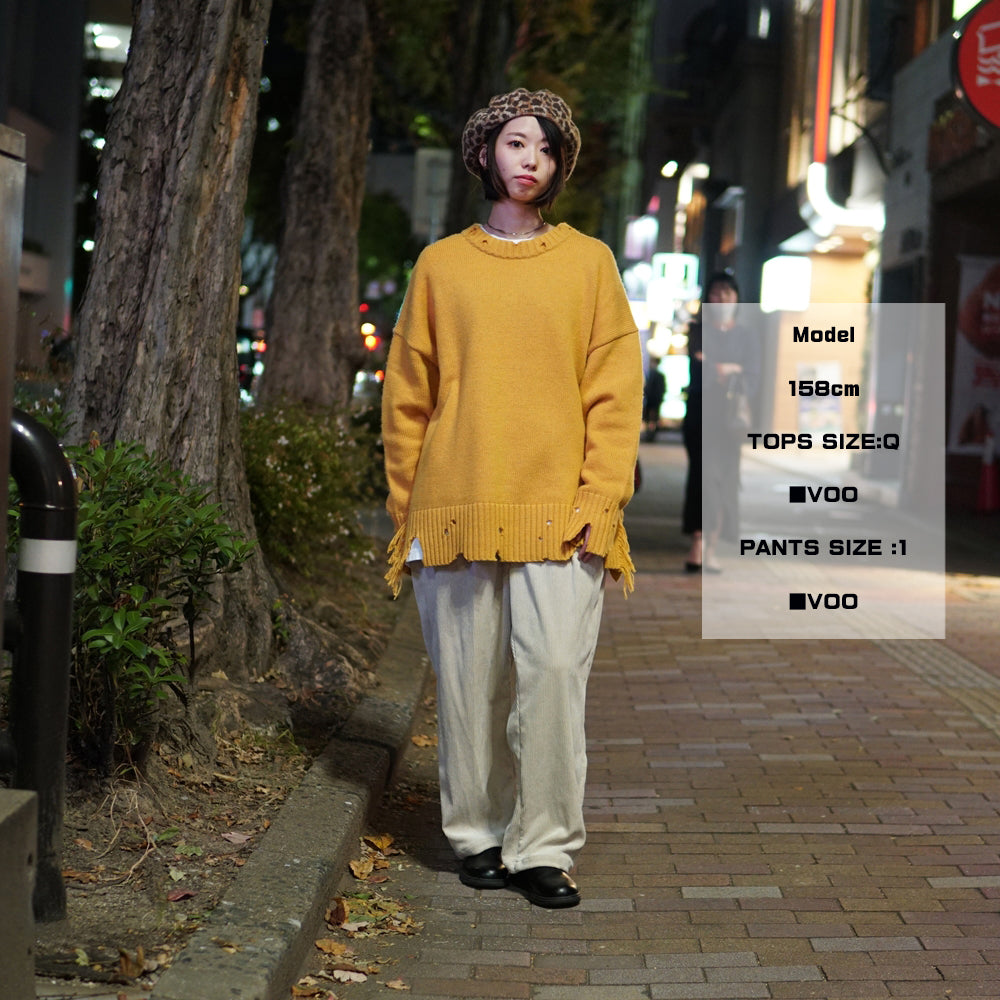 No:VOO-1070 D | Name:Fringe Crew（ダメージ） | Color:Mustard/Green/Black | Size:Queen/King【VOO_ヴォー】【archive】