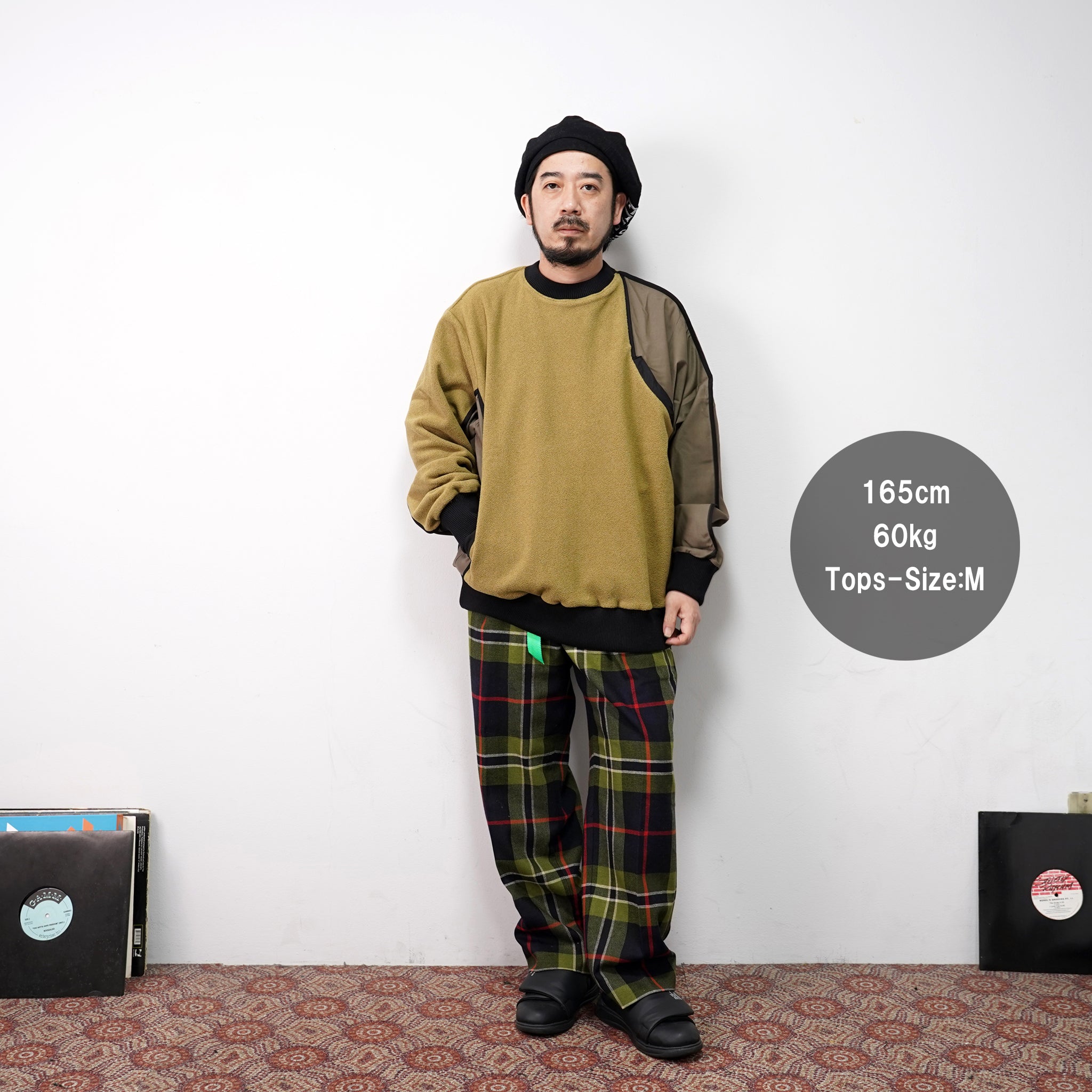No:WDM11E0112A | Name:Shake Grain Fleece Patchwork Top | ColorMisty Green | Size:M/L【WEAVISM_ウィーヴィズム】【archive】